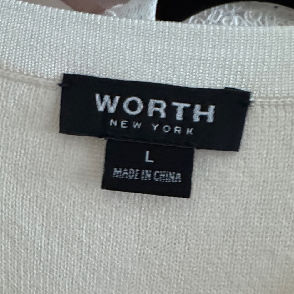 WORTH CREAMY WOOL BLEND SILK SHELL OFFICE CAREER BUSINESS TOP SZ L - Picture 6 of 6